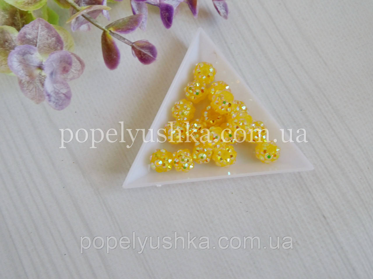 Намистини шамбала жовті хамелеон 10 мм, фото 1