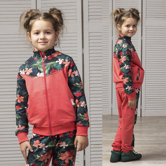 Спортивний костюм для дівчинки Joiks 035CK кораловий-малюнок 104