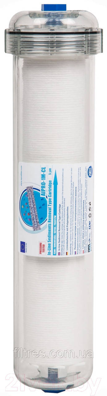 Aquafilter AIPRO-1M-CL - Механічний лінійний картридж в прозорому корпусі, фото 1