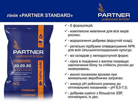 Комплексні мінеральні добрива Партнер 25кг НВК 20.20.20 Азот, Калій, Фосфор для стимуляції росту рослин, фото 2