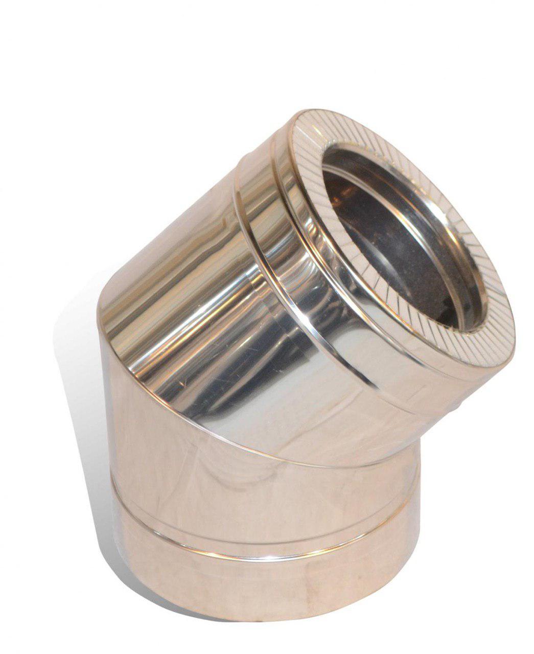 Коліно димохідне 45° нержавійка/нержавійка (0.8мм)