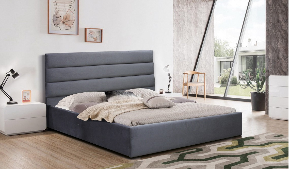 Ліжко двоспальне МК-3, двоспальне ліжко з м'яким узголів'ям для спальні MegaMebli, фото 1