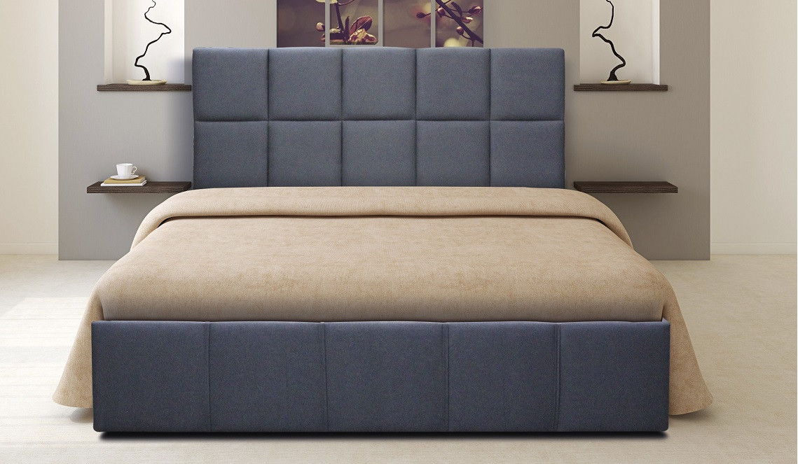 Ліжко двоспальне МК-5, двоспальне ліжко з м'яким узголів'ям для спальні MegaMebli, фото 1