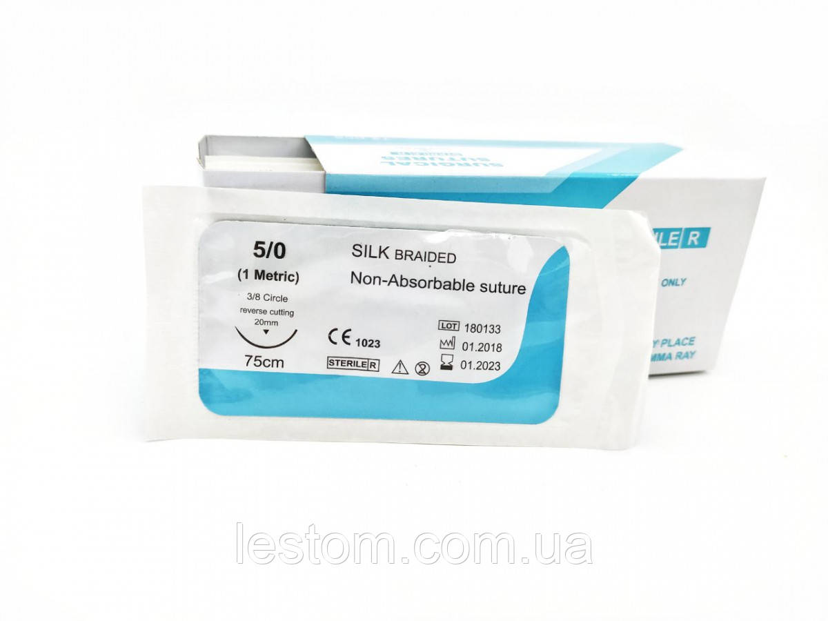 Шовк USP 5/0 (EP 1) зі звор. ріж. голкою 20мм 3/8 кола