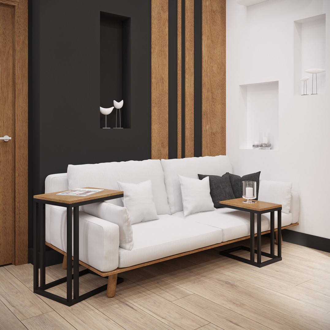 Стіл журнальний кавовий приставний Кава Брейк 2 в 1 у стилі Loft для вітальні, комплект 2 шт ТМ Метал-Дизайн, фото 1