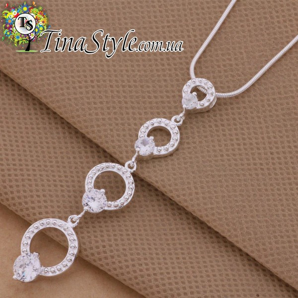 Підвіска кулон колечка стерлінгове срібло 925 проби в стилі тіффані, фото 1