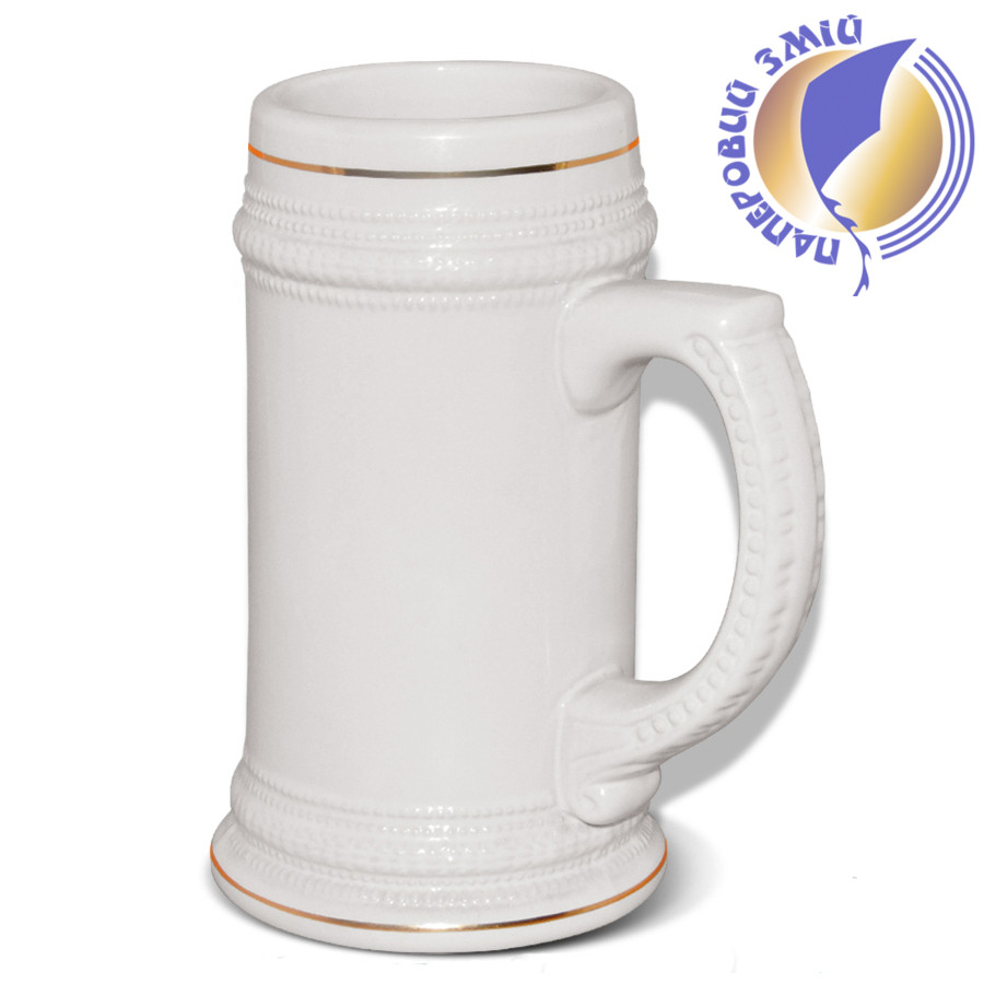 Пивний бокал з золотою смугою для сублімації, MUG22, фото 1