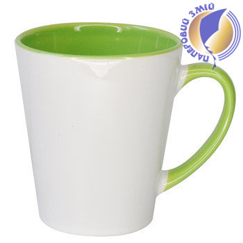 Кружка LATTE середня, кольорова всередині і ручка, світло-зелена