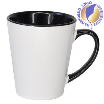 Кружка LATTE середня, кольорова всередині і ручка, чорна