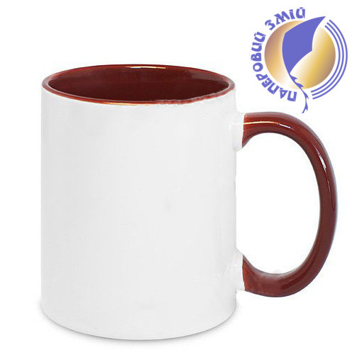 Кружка двоколірна з кольоровою ручкою, бордова, MUG2T-I