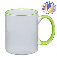 Кружка с цветной ручкой и каймой, светло зеленая, Two Tone Mug 11oz