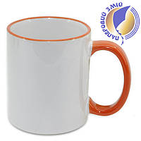 Кружка с цветной ручкой и каймой, оранжевая, Two Tone Mug 11oz