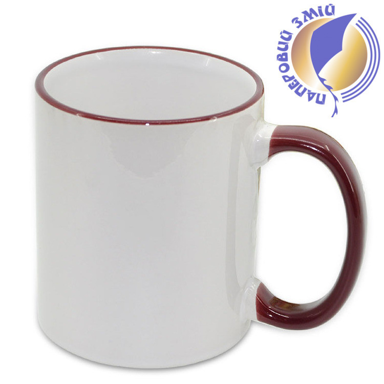 Кружка з кольоровою ручкою і каймою, бордова, Two Tone Mug