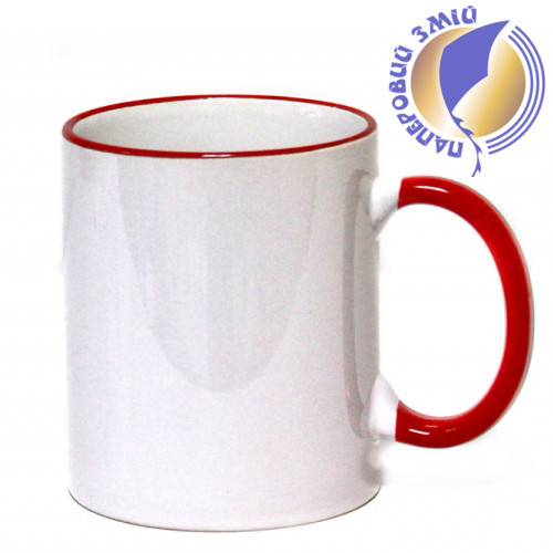 Кружка з кольоровою ручкою і облямівкою, червона, Two Tone Mug