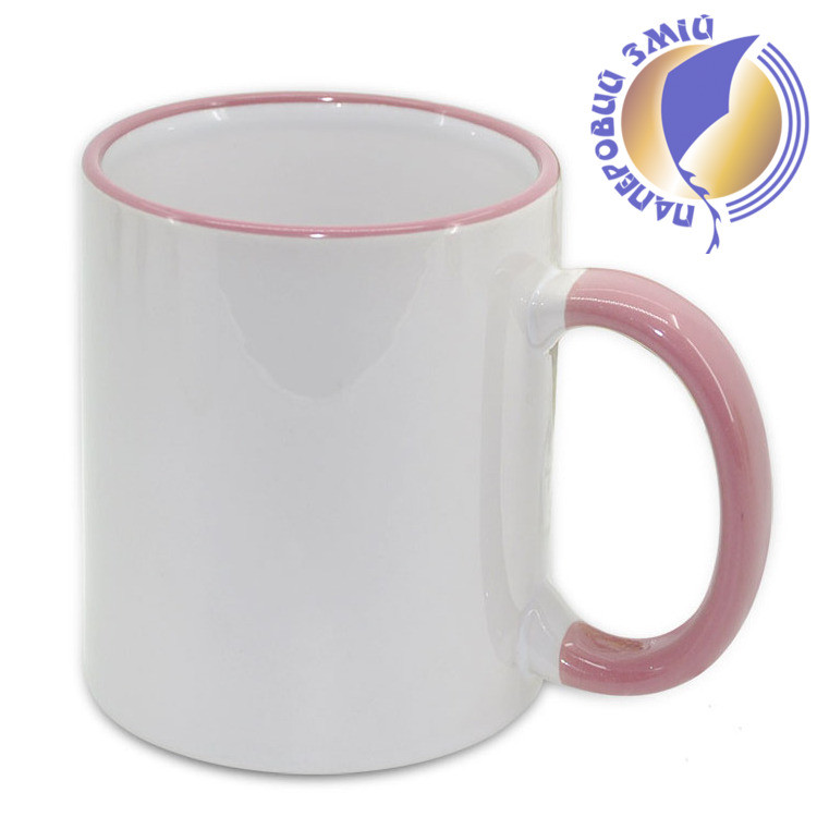 Кружка з кольоровою ручкою і каймою, рожева, Two Tone Mug