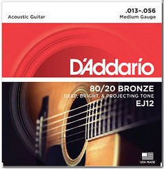 D`ADDARIO EJ12 80/20 BRONZE MEDIUM 13-56 Струни для 6-струнної акустичної гітари