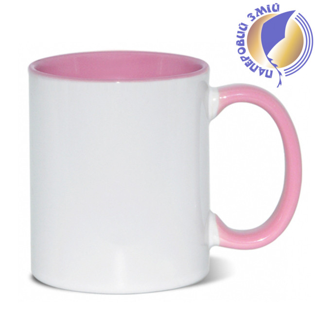 Кружка двоколірна з кольоровою ручкою, рожева, MUG2T-I
