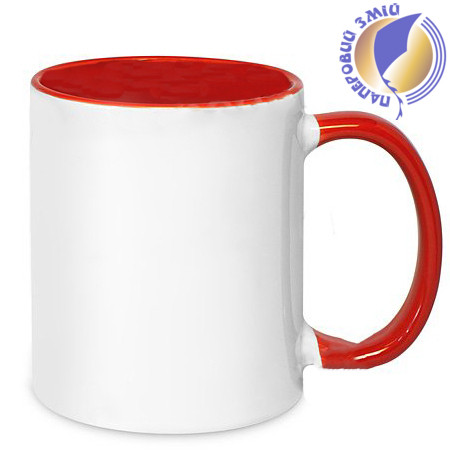 Кружка двоколірна з кольоровою ручкою, червона, MUG2T-I, фото 1