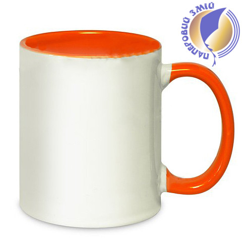 Кружка двоколірна з кольоровою ручкою, помаранчева, MUG2T-I