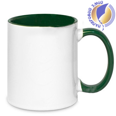 Кружка двоколірна з кольоровою ручкою, зелена, MUG2T-I