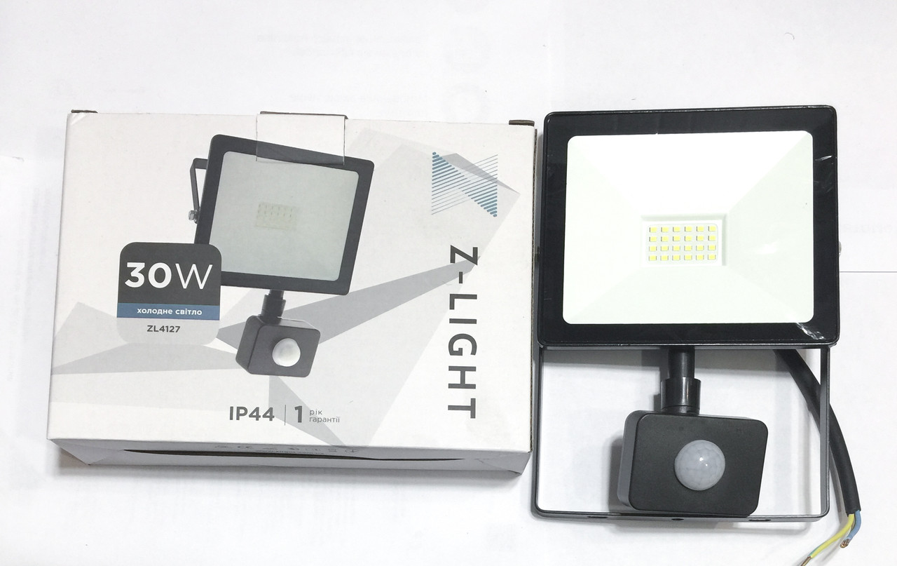 Світлодіодний прожектор Z-light LED 30 Вт з датчиком руху 6500К 2400Лм IP65