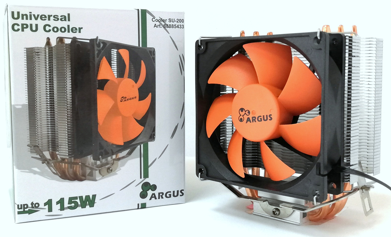 Вентилятор для CPU ARGUS SU-200 115W TDP 1600RPM 33CFM 4-pin для Intel и AMD Новый!