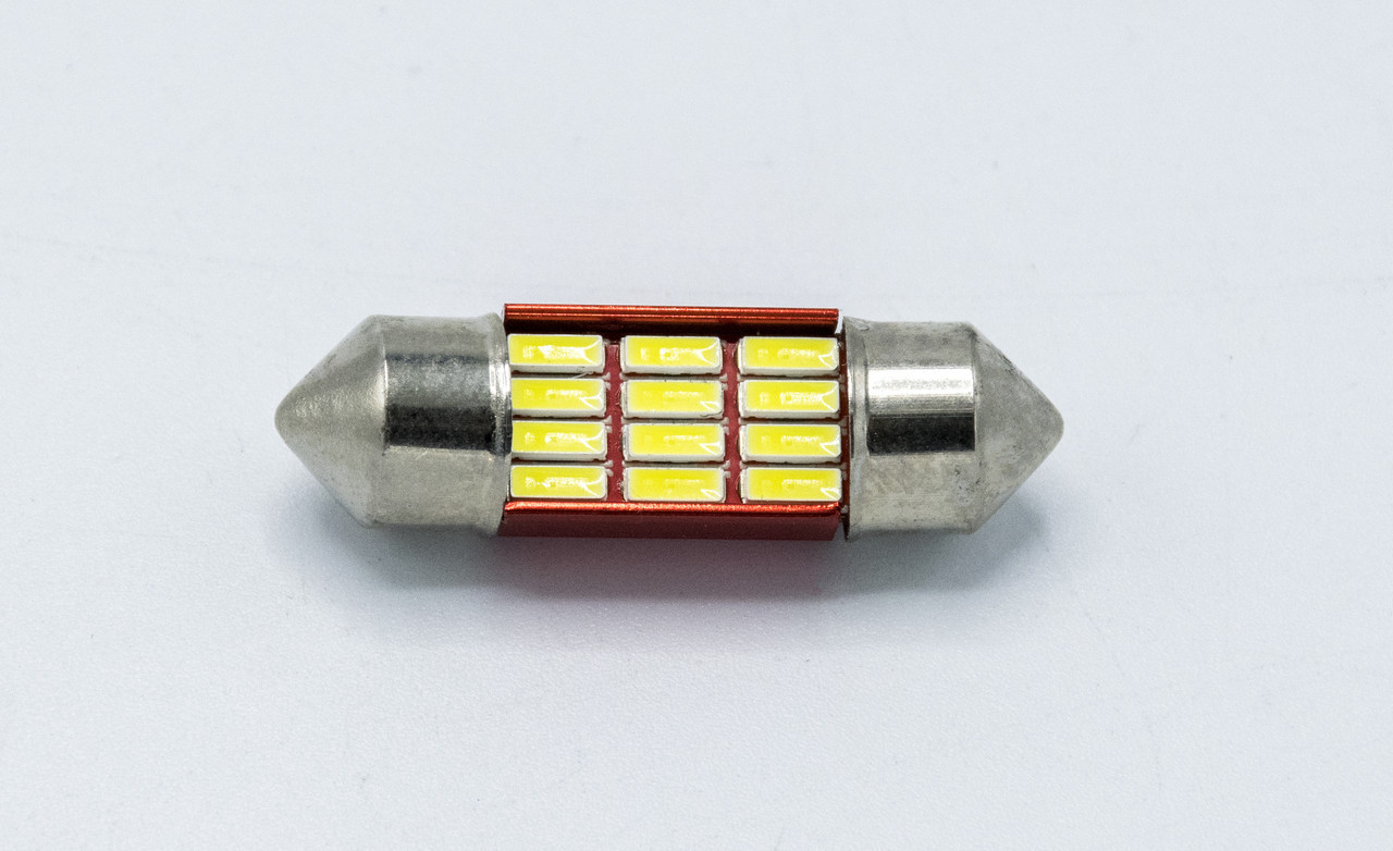 Габарит LED 31мм #56 - HL3014 - 12smd ( червоний радіатор) / колір Білий