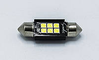 Габарит LED 36мм #54 - HL3030 - 6smd ( черный радиатор CAN BUS ) / цвет Белый
