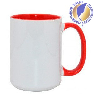 Кружка Tank 15oz, червона всередині і ручка, фото 1