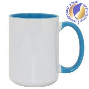 Кружка Tank 15oz, блакитна всередині і ручка, фото 1
