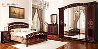 Спальня "Роселла" от Мирро-Марк (перо рубино) комплект с 6-дв. шкафом со скидкой 10%