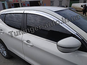 Ветровики, дефлекторы окон хромированные Nissan Qashqai 2014- (Autoclover/Корея/D627)