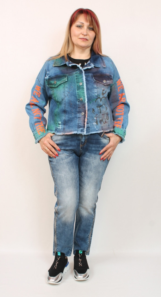 Турецький джинсовий жіночий жакет великих розмірів 50-64