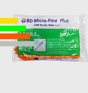 Шприц Інсуліновий U-100 BD Micro-fine Plus 0,5 ml - Мікрофайн, фото 4