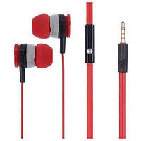 Наушники Yison D1 Спортивные вакуумные проводные c микрофоном красные