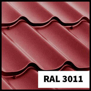 Металочерепиця Rauni RAL 3011 (червона) PE 0,45 Standart, фото 1