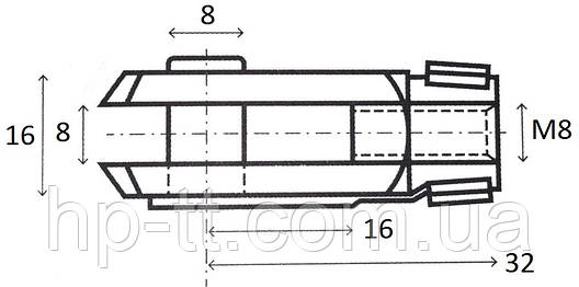 Вилковий шарнір амортизатора М8 32 мм Ø 8 мм HP-trailer 21047, фото 2