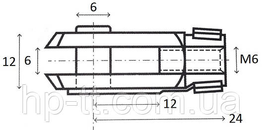 Вілочний шарнір амортизатора М6 24мм Ø 6мм HP-trailer 21045, фото 3