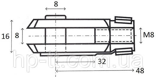 Вилка амортизатора/гальмівної тяги HP-trailer М8 48мм Ø 8мм 21048, фото 3