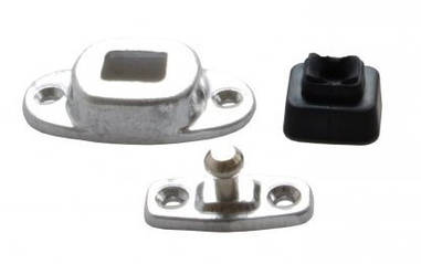 Засувка-фіксатор із відгалуженням, двері будки у відкритому стані, Алюміній-гума 20293