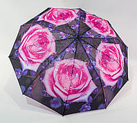 Жіноча парасолька напівавтомат на 10 спиц з квіткою від фірми "Bellissimo"