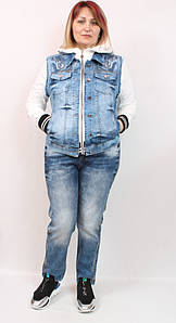 Турецька джинсова куртка - бомбер, розміри 50-56