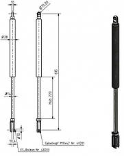Газовий амортизатор 2250 N, 615 мм, шток 220 мм 21085, фото 5