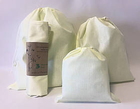 3 шт Екомішочки бавовна, еко сумка, еко-мішок, еко-сумка, екомішок, набір мішечків з тканини, бавовна