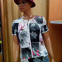 Летняя женская блузка с коротким рукавом, фирма Грация(Gracja), Польша, размер европейский 50(56)