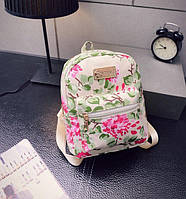 Женский стильный модный красивый рюкзак ранець сумка сумочка 2в1 с цветами Белый