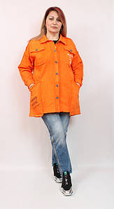 Джинсовий жіночий помаранчевий кардиган виробництва Туреччина, розміри 50-64