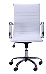 Крісло офісне комп'ютерне біле на роликах Slim LB (XH-632B) низька спинка, підлокітники хром, фото 2