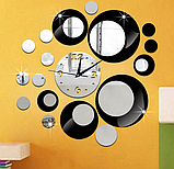 Акрилові дзеркальні круги з годинником дзеркальні та чорні, фото 4