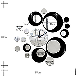 Акрилові дзеркальні круги з годинником дзеркальні та чорні, фото 2